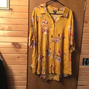 A.n.a high low button up short sleeve blouse